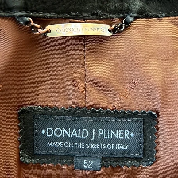 Vintage Donald J Pliner  Italian leather Sport Jacket  Dark Brown 52 R - Picture 8 of 10